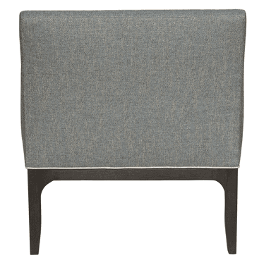 A contemporary armchair with a high back and flared arms. The upholstery features a subtle herringbone pattern. The base and legs are made of dark stained wood. — 3D model