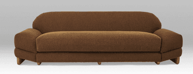 A medium-sized sofa viewed from the back. It features a curved backrest that seamlessly transitions into the armrests. The upholstery appears to be a textured fabric. The sofa is supported by short, angled legs. — 3D model