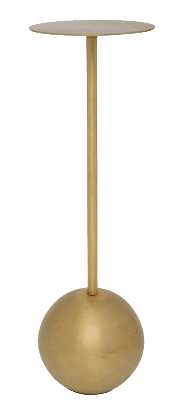 A modern side table with a circular top and a spherical base connected by a slender cylindrical stem. The design is minimalist and geometric. — 3D model