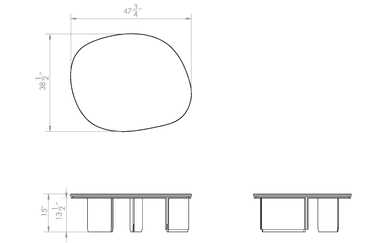 An oval coffee table featuring a light-toned wood veneer top with a thin dark edge and an integrated brass trim. The base combines two substantial, curved panel legs made of matching light wood and two outer, thin rectangular legs crafted from a brass-toned metal. The design is modern and minimalist. — 3D model