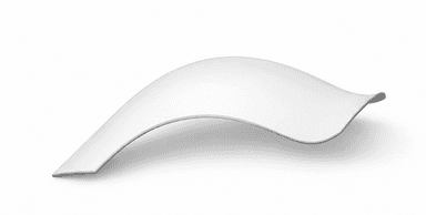 A contemporary bench with a flowing, organic design. The bench has a smooth, curved surface that appears to be made from a single piece of material, creating a seamless and minimalist aesthetic. It is presented in a studio setting against a plain white background. — 3D model