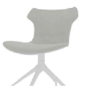 A modern swivel chair featuring a single-piece molded seat and backrest, supported by a splayed four-leg base. — 3D model