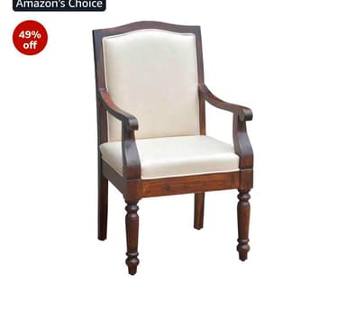 A traditional armchair featuring a dark-stained wooden frame with upholstered seat and back in a cream-colored fabric. It has curved armrests and turned front legs. — 3D model