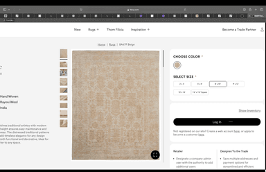 A rectangular area rug featuring a muted beige and off-white color palette. The rug displays a traditional, distressed pattern, possibly floral or medallion-inspired, giving it an antique or vintage appearance. It is finished with short, off-white fringes on its shorter edges. — 3D model