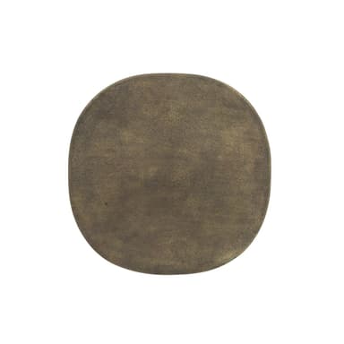 A small, cylindrical end table with a rounded, oval-shaped top. The base is a solid, hollow cylinder with rounded edges at the top and bottom, supporting a pedestal-like structure that connects to the tabletop. The overall form is sculptural and minimalist. — 3D model