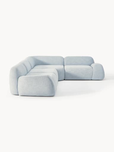 A modular sectional sofa with a chaise lounge component. The sofa features rounded edges and thick cushioning, with each module appearing to be a distinct upholstered block. Dimensions are provided for overall length (349 cm and 262 cm from different angles), seat depth (84 cm), and heights (41 cm, 50 cm, and 65 cm). — 3D model