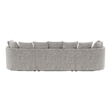 A large, U-shaped sectional sofa with plush cushioning and wide armrests. The sofa features multiple seating sections and two detachable chaises or ottomans, one on each end of the 'U'. It includes two decorative throw pillows. The sofa appears to be upholstered in a textured fabric. — 3D model