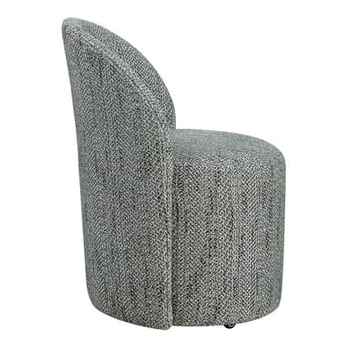 A modern armchair with a curved back and a rounded seat. The armchair is upholstered in a textured fabric with a grey and white speckled pattern. It appears to be a single-piece molded shell structure. — 3D model