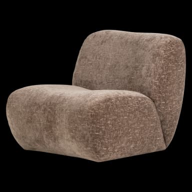 A modern upholstered lounge chair with a low-profile, integrated seat and backrest, covered in a textured brown fabric. — 3D model