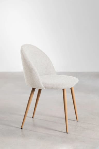 An armless side chair with a gently curved, upholstered backrest and seat, supported by four tapered wooden legs. — 3D model