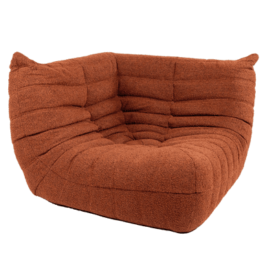 A low-profile, ergonomic corner sectional sofa module upholstered in a textured burnt orange fabric, featuring a distinctive pleated, all-foam construction. This piece is a module of the iconic Togo design by Michel Ducaroy. — 3D model