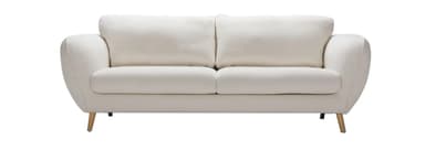 A two-seater sofa with rounded arms and back. It features a tufted seat cushion and two loose back cushions. The sofa is supported by four tapered wooden legs. — 3D model