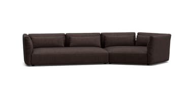 A dark brown upholstered modular sectional sofa featuring plush seat and back cushions, rounded armrests, and a contemporary design. The sofa is composed of at least three distinct modules. — 3D model