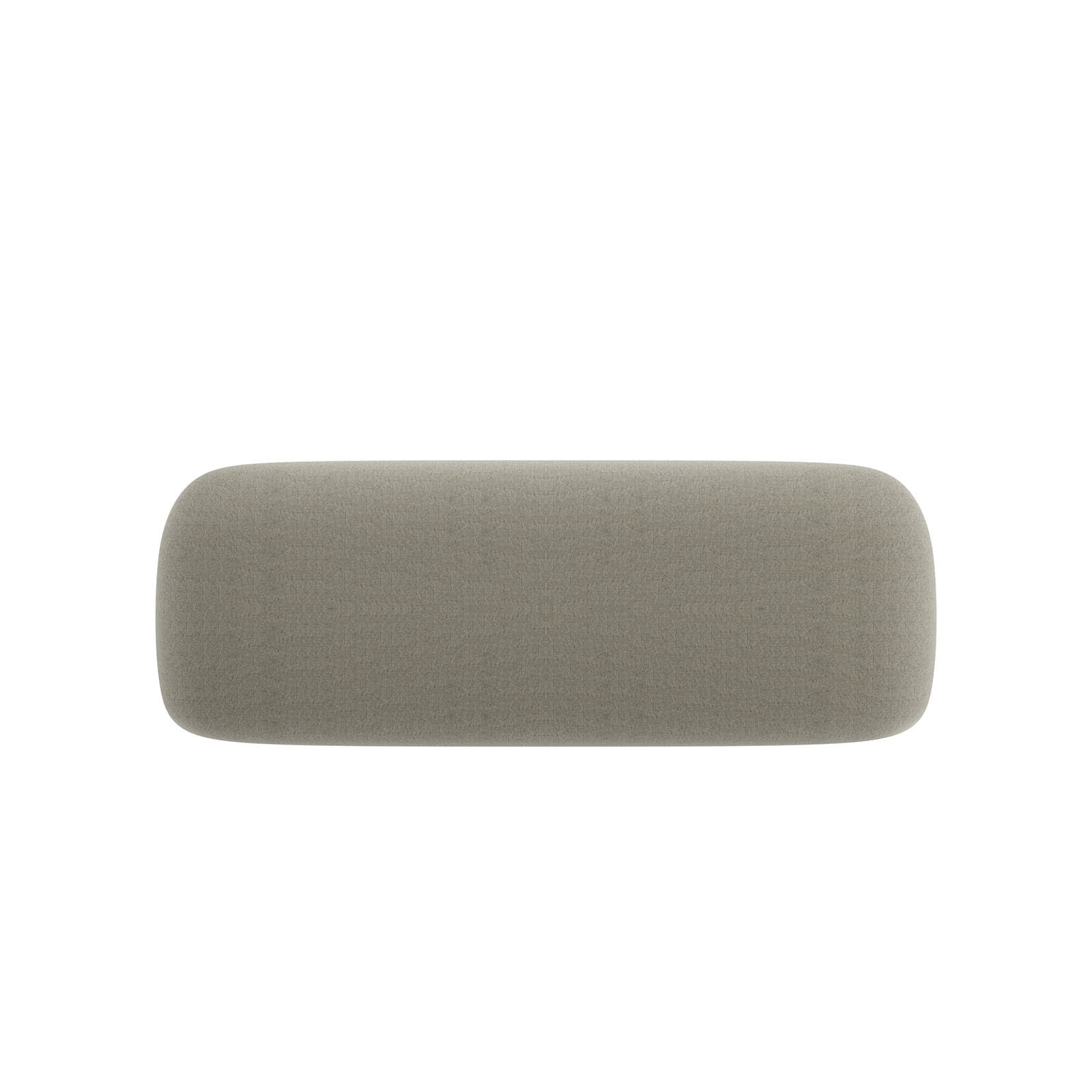A rectangular ottoman with rounded corners, upholstered in a textured, light grey fabric. The form is simple and modern, with a smooth, continuous surface. — 3D model