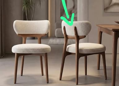 A contemporary dining chair featuring a light-colored, textured boucle fabric upholstery on both the seat and the distinctively curved backrest. The backrest appears to 'float,' supported by a visible wooden frame that extends into four tapered wooden legs. The design emphasizes clean lines and a minimalist yet inviting aesthetic. — 3D model
