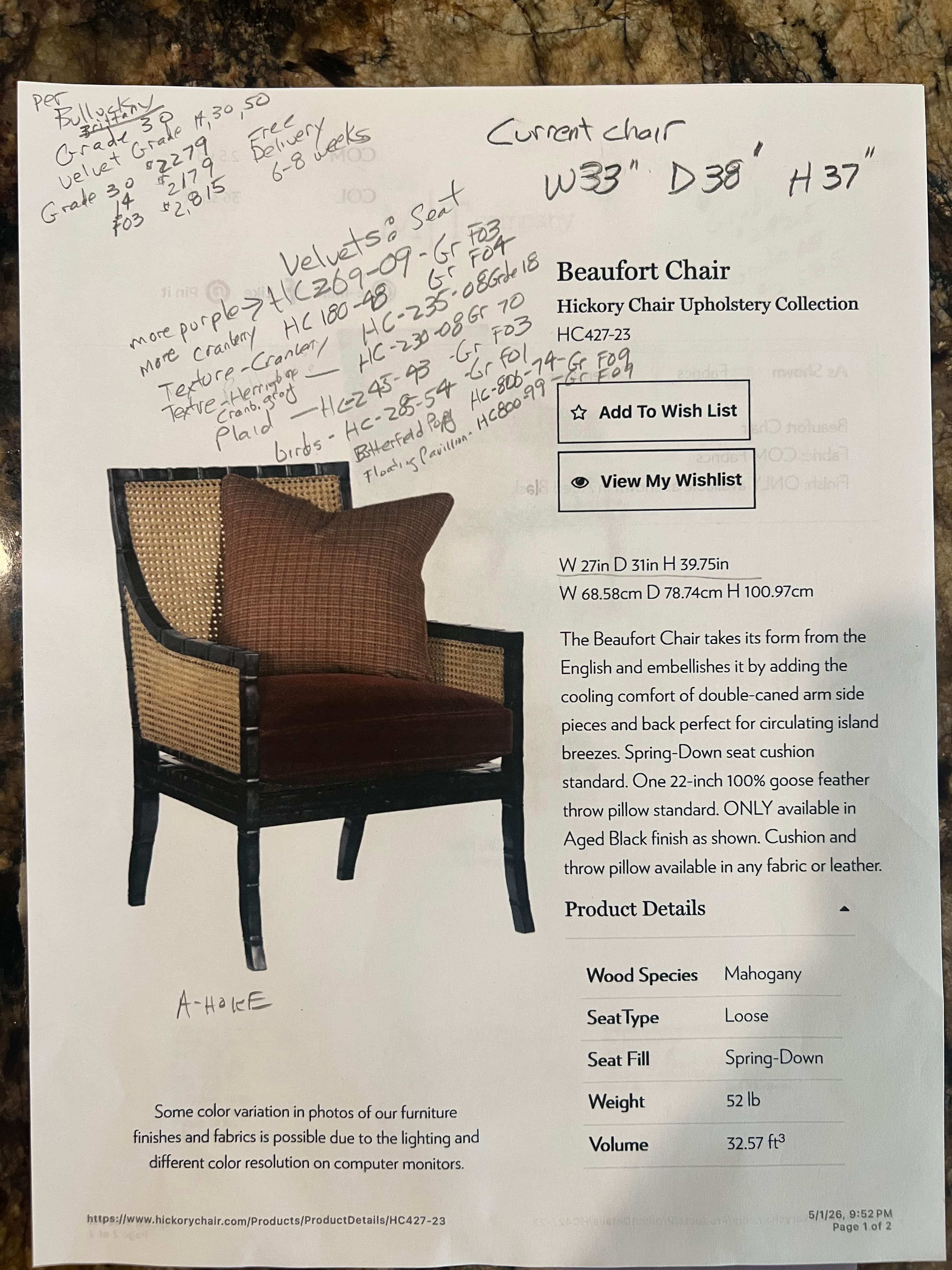 A transitional armchair featuring a dark-stained wood frame, natural cane webbing on the backrest and side panels, and upholstered seat and back cushions in a brown plaid fabric. The chair has integrated armrests and turned front legs. — 3D model