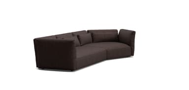 A dark brown upholstered modular sectional sofa featuring plush seat and back cushions, rounded armrests, and a contemporary design. The sofa is composed of at least three distinct modules. — 3D model
