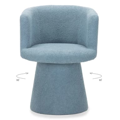 A modern armchair with a rounded, sculptural form. It features a high, enveloping backrest and armrests that merge seamlessly into the seat. The base is a solid, truncated cone pedestal, providing a stable foundation. The upholstery has a textured, looped pile fabric. — 3D model