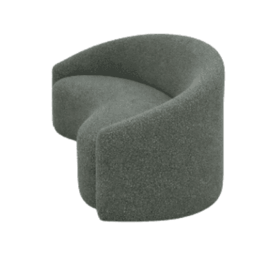 A single-seat armchair with a distinctive curved, C-shaped silhouette. The armchair features a high, embracing backrest that curves around the seating area, creating a sense of enclosure. The upholstery has a textured, bouclé-like appearance. — 3D model