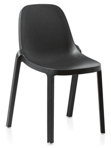 A modern, black, matte plastic chair with a simple, clean design and integrated legs. — 3D model