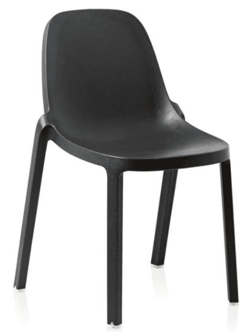A modern, black, matte plastic chair with a simple, clean design and integrated legs. — 3D model