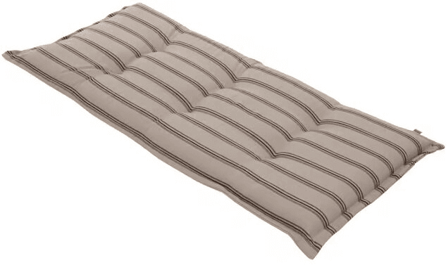 A rectangular, tufted cushion with a striped pattern. The cushion appears to be filled with soft material, giving it a plush appearance. It is designed for comfort and can be used on furniture or as a standalone floor cushion. — 3D model