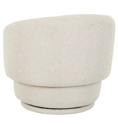 A contemporary armchair with a rounded, enveloping silhouette. The chair features a swivel base and is upholstered in a textured, neutral fabric. — 3D model