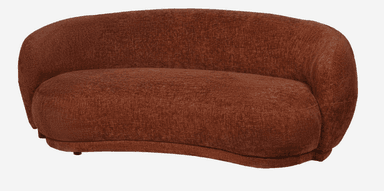 A rounded, upholstered sofa with a distinctive organic shape. It features a curved backrest that flows seamlessly into the armrests and a deep, accommodating seat. The upholstery has a textured appearance, suggesting a woven fabric. — 3D model
