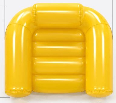 An abstract sofa design composed of three inflatable, cylindrical modules stacked and arranged to form a seating unit. The base consists of two large, horizontal cylindrical modules placed one above the other. A smaller, horizontal cylindrical module is placed on top of the upper base module, oriented parallel to the other two. The overall form is minimalist and organic, with rounded edges and a smooth, seamless appearance. — 3D model