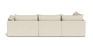An L-shaped contemporary sectional sofa upholstered in a light beige fabric, featuring deep seats, plush loose back and seat cushions, and wide, low-profile track arms. The sofa is modular, composed of multiple connecting sections. — 3D model