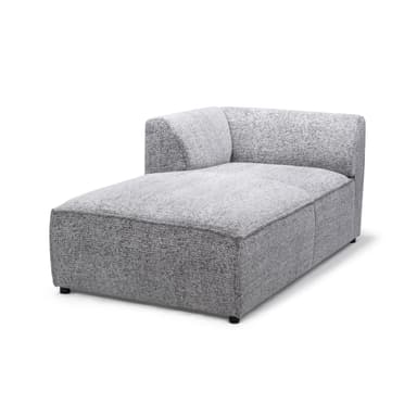 A modern, modular sofa section designed as a left-arm facing chaise lounge or corner piece. It features a low profile, blocky base, and a wrap-around back and armrest that curves gently on the left side. The upholstery is a textured, speckled fabric. — 3D model