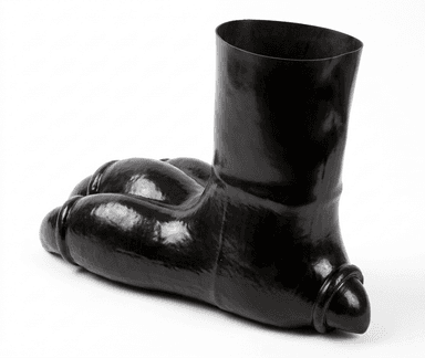 A black, glossy decorative object shaped like a large, stylized animal paw or clawed foot, with a cylindrical opening at the top, typically used as a vase or sculptural accent. — 3D model