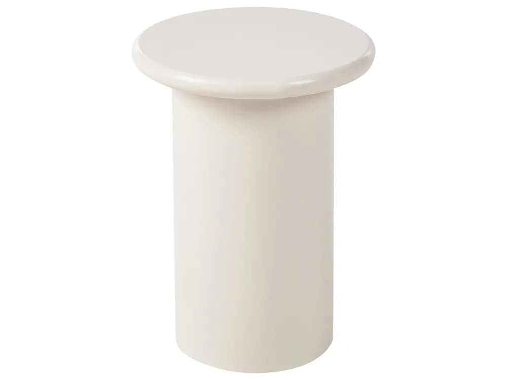 A cylindrical end table with a slightly wider, rounded top. The base is a solid cylinder, creating a minimalist and modern aesthetic. It appears to be a single, cohesive piece. — 3D model