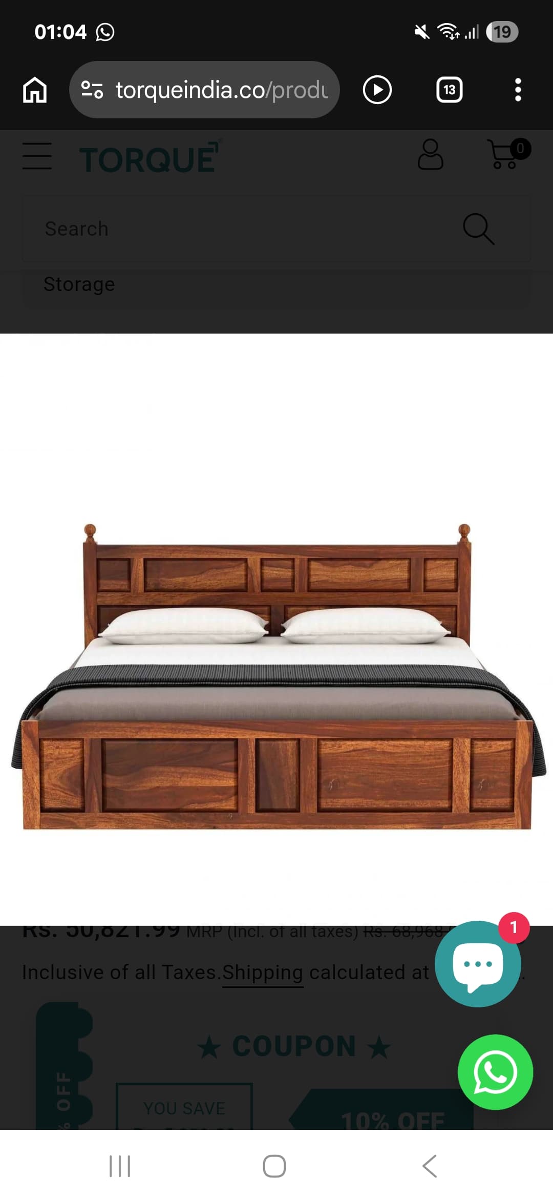 A wooden bed frame with a headboard and footboard featuring paneled designs. The bed is shown with white pillows and a dark-colored blanket and mattress cover. — 3D model