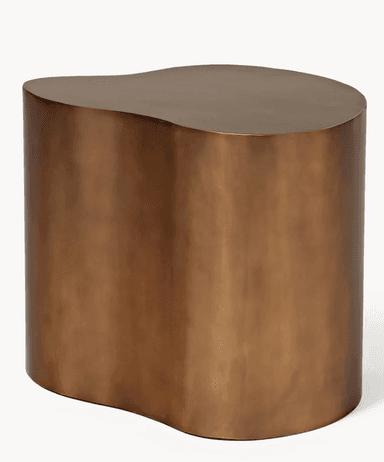 A bronze-toned metal accent table featuring an organic, undulating silhouette. — 3D model