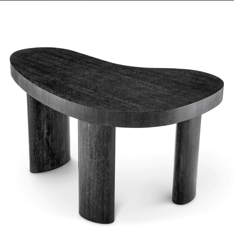 A side table with an organically shaped, asymmetric top and three cylindrical legs. The overall design is minimalist and sculptural. — 3D model