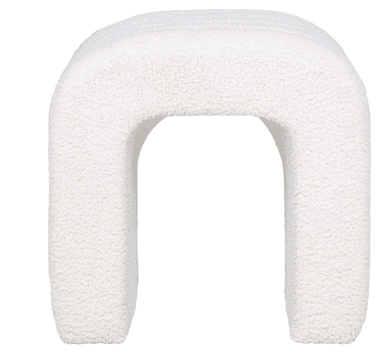 A U-shaped, channel-tufted ottoman upholstered in a cream-colored bouclé fabric. — 3D model