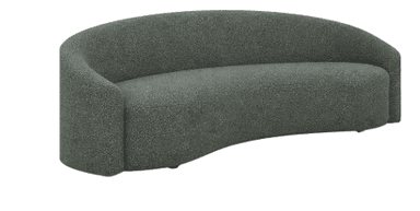 A single-seat armchair with a distinctive curved, C-shaped silhouette. The armchair features a high, embracing backrest that curves around the seating area, creating a sense of enclosure. The upholstery has a textured, bouclé-like appearance. — 3D model