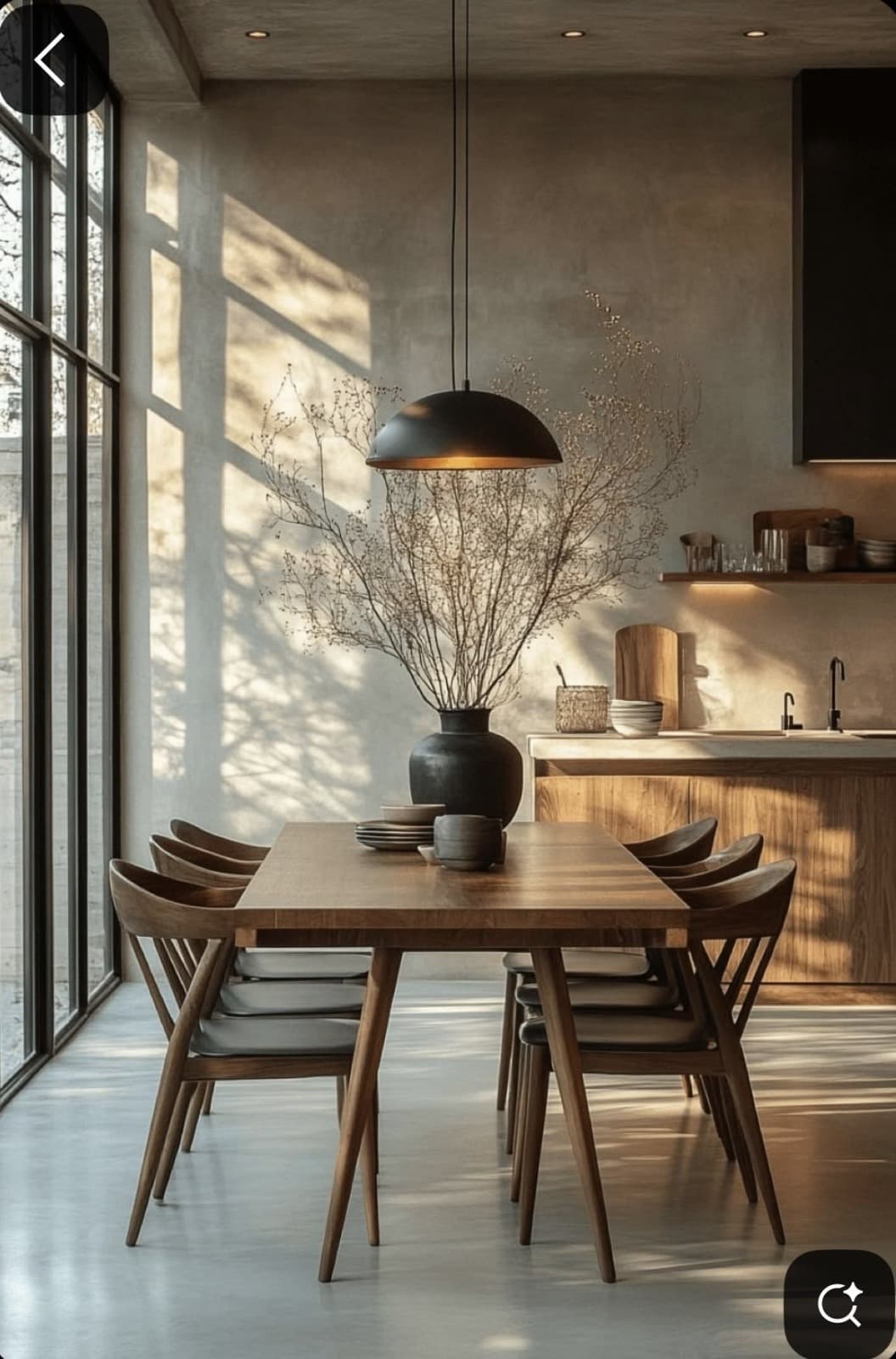 A modern rectangular dining table crafted from light-toned wood, featuring a clean, minimalist design with splayed and tapered legs. The tabletop has subtly rounded edges. — 3D model