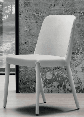A modern upholstered chair with a curved backrest and four tapered legs. The chair has a minimalist design and appears to be upholstered in a dark, textured fabric. — 3D model