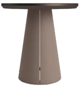 A modern bar table with a tapered pedestal base. The base is conical, widening towards the bottom and is split vertically down the center. The tabletop is circular and flat. — 3D model