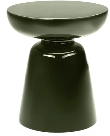 A glossy dark green hourglass-shaped furniture piece, functioning as an accent table or stool, with a smooth, reflective surface. — 3D model
