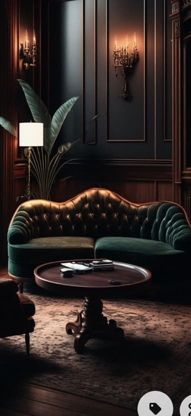 A two-seater sofa with a curved silhouette and deep button tufting on the backrest and seat cushions. The sofa features fluted detailing along the sides and arms, and sits on short, tapered wooden legs. The upholstery appears to be a plush velvet fabric. — 3D model