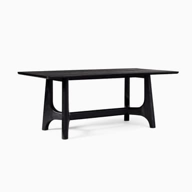 A rectangular black wood table with a distinctive A-frame trestle base design and visible wood grain. — 3D model