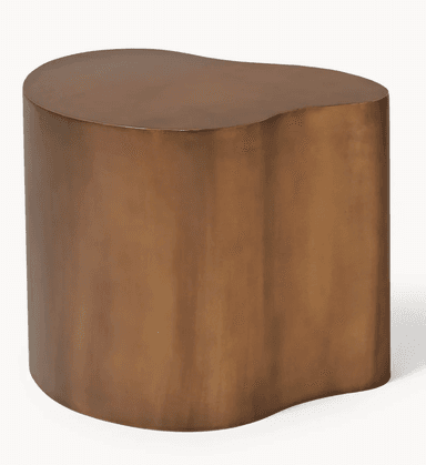 A bronze-toned metal accent table featuring an organic, undulating silhouette. — 3D model