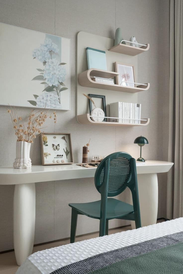 An armless contemporary dining chair with a monochromatic dark green finish. It features a distinctive round backrest with a finely perforated pattern, resembling woven cane or rattan, and a solid, slightly rounded square seat. The chair is supported by four tapered legs, all integrated into a seamless molded design. — 3D model