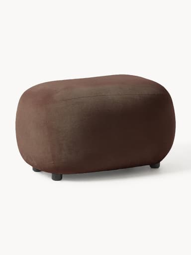 A single-seater, fully upholstered dark brown lounge chair with a low-profile and rounded, organic forms. The chair features a soft, textured fabric and an armless design, giving it a minimalist yet comfortable appearance. Small, discreet feet are visible at the base. — 3D model