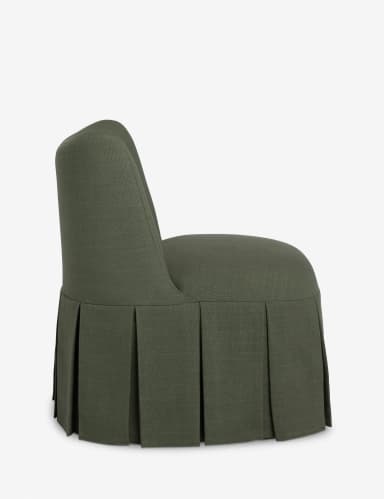 A skirted accent chair with a high back and a rounded seat. The chair is upholstered in a textured fabric and features a pleated skirt that extends to the floor. The backrest has a subtle curve. — 3D model