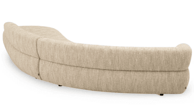 A large, contemporary curved sectional sofa upholstered in a light beige textured fabric, featuring a continuous backrest and seat with soft, rounded forms. — 3D model
