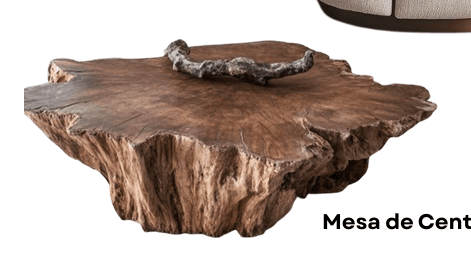 A substantial and uniquely shaped coffee table crafted from a large, thick live edge wood slab. The table features an irregular, organic perimeter that follows the natural contours of the tree from which it was cut. The surface displays prominent wood grain and natural textures, finished in a dark, rich brown tone. A smaller, similarly styled free-form wooden element rests on the main table surface, appearing as a decorative or functional tray. — 3D model